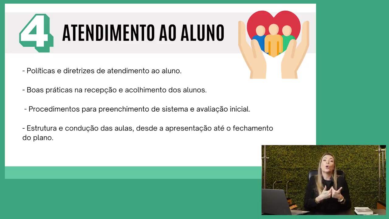 Excerto de aula VOLL com diapositivo sobre atendimento e orientação do aluno